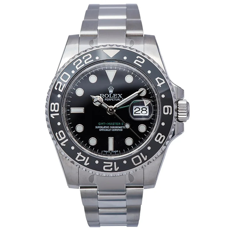 Full view - Rolex GMT-Master II Stainless Steel Watch Black Dial 116710LN Watch