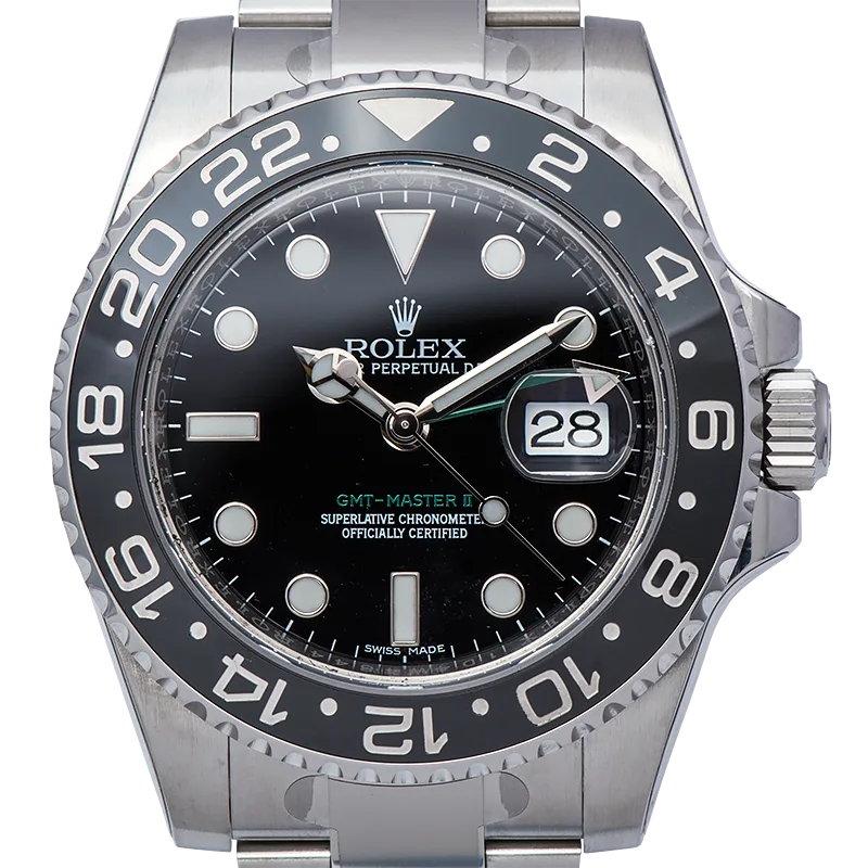 Close up - Rolex GMT-Master II Stainless Steel Watch Black Dial 116710LN Watch