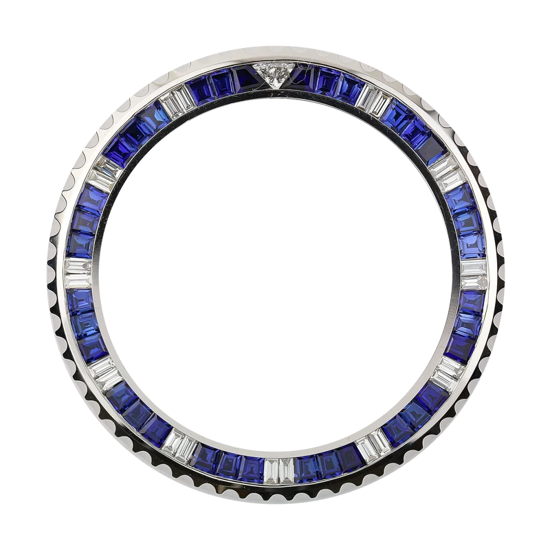 Rolex GMT-Master II Steel Diamonds & Blue Sapphire Custom Bezel