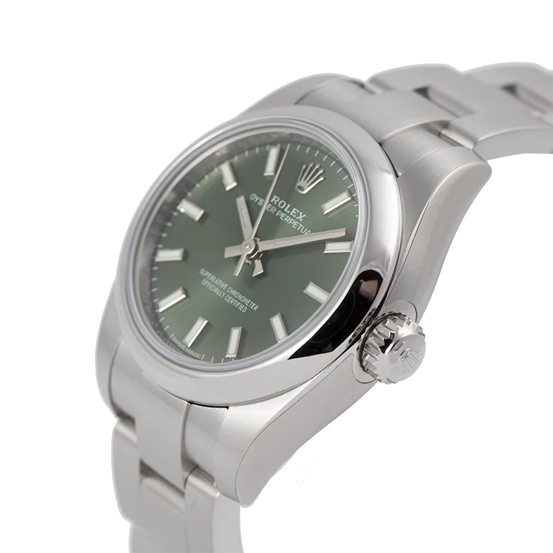 Side view - Rolex Oyster Perpetual 26 Steel Olive Green/Index 176200