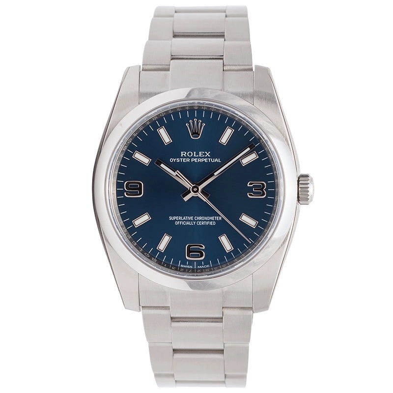 Full view - Rolex Oyster Perpetual 34 Steel Blue Dial Oyster 114200
