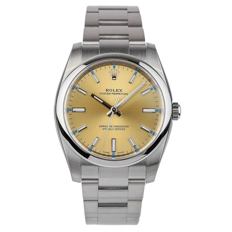 Full view - Rolex Oyster Perpetual 34mm Champagne/Index Oyster 114200