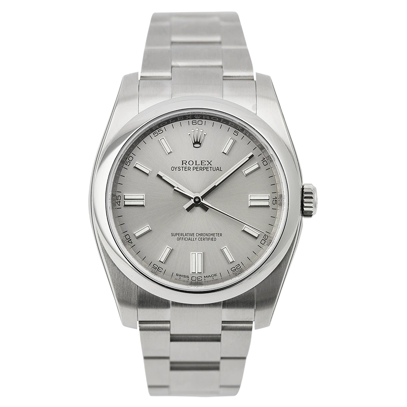 Full view - Rolex Oyster Perpetual 36mm Stainless Steel Silver/Index 116000
