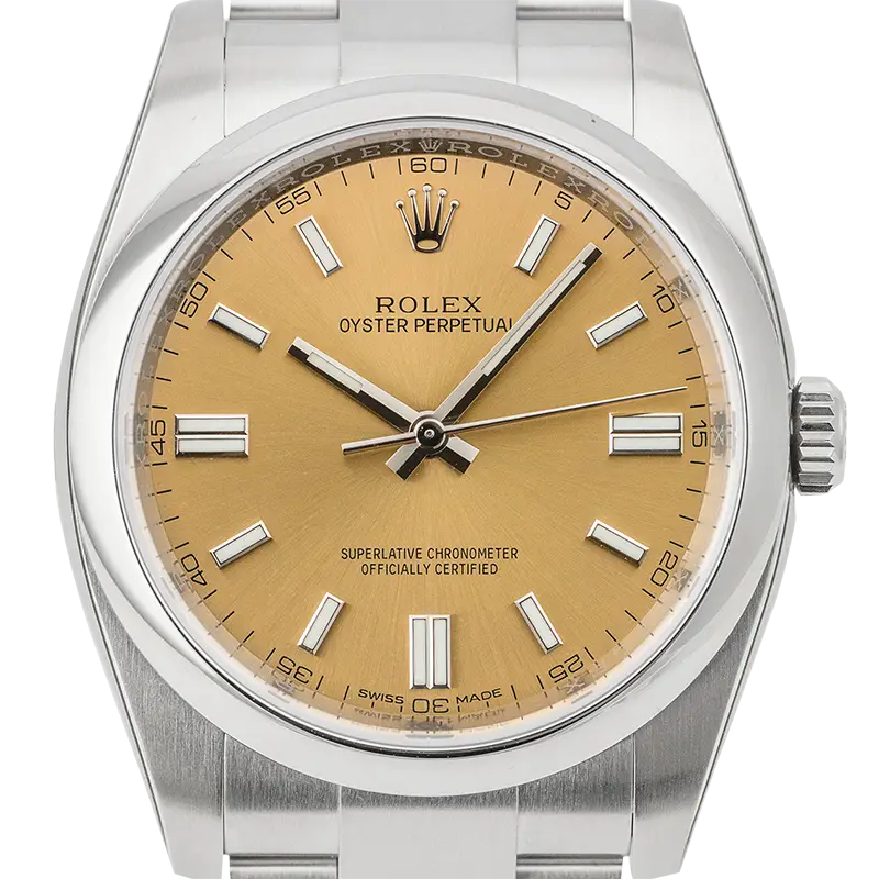 Close up - Rolex Oyster Perpetual 36mm Stainless Steel White Grape/Index 116000
