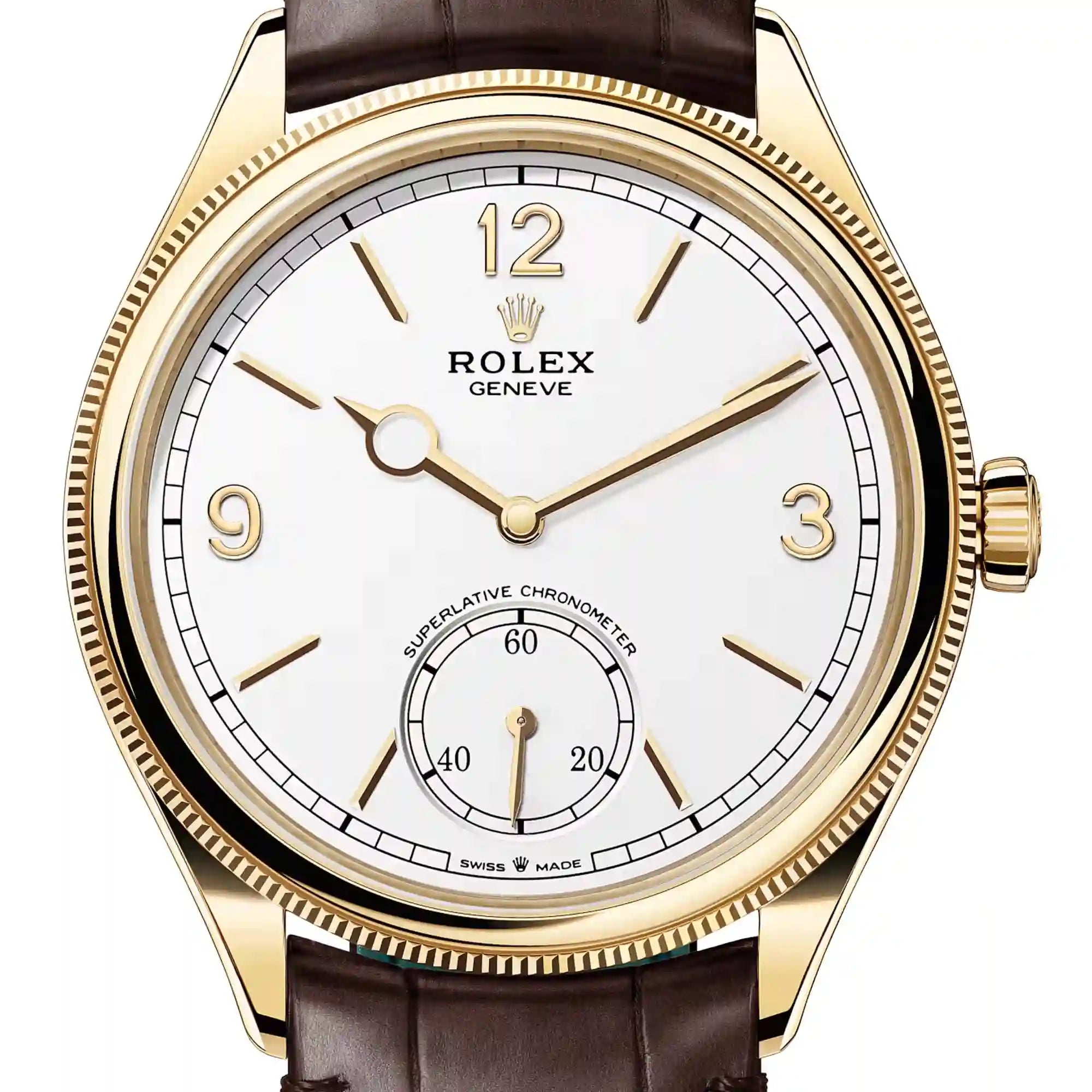 Close up - Rolex Perpetual 1908 18ct Yellow Gold White Dial 52508