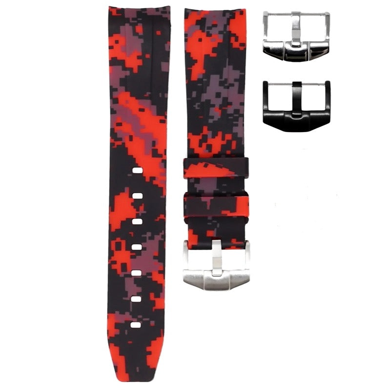 Horus Rubber Strap for Rolex Watches 20mm lug width - Red Digi Camo