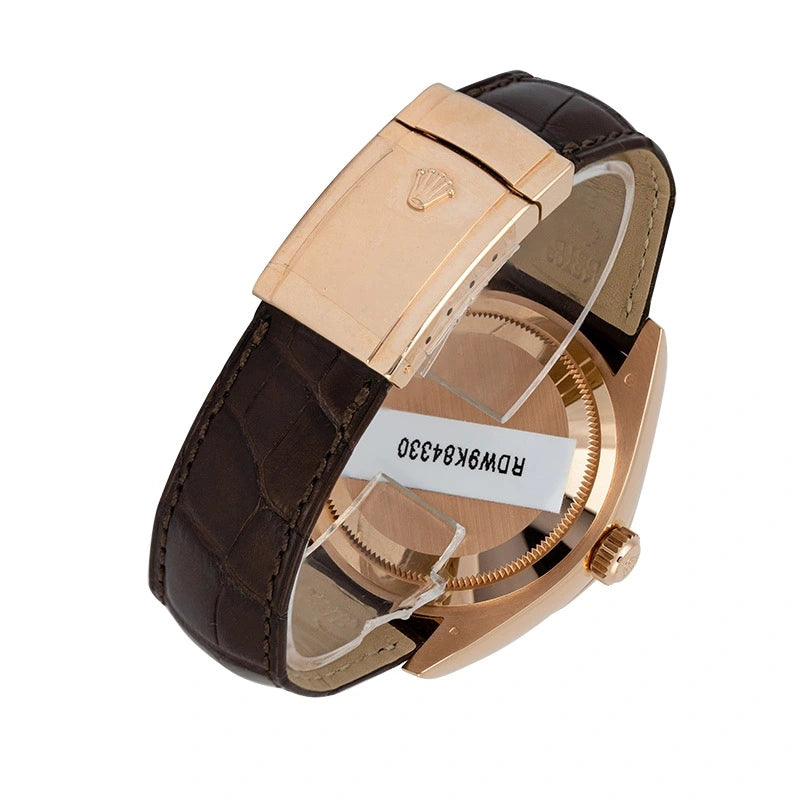 Back view - Rolex Sky Dweller 18ct Everose Gold White Dial Leather Strap 326135 Watch