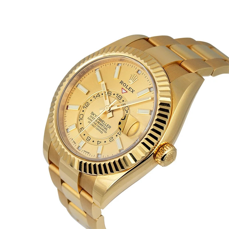 Side view - Rolex Sky-Dweller 18ct Yellow Gold Champagne/Index 326938 Watch