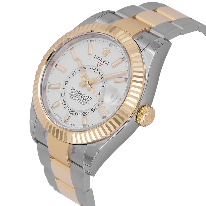 Side view of Rolex Sky-Dweller Steel & Yellow Gold White/Index Markers Dial 326933