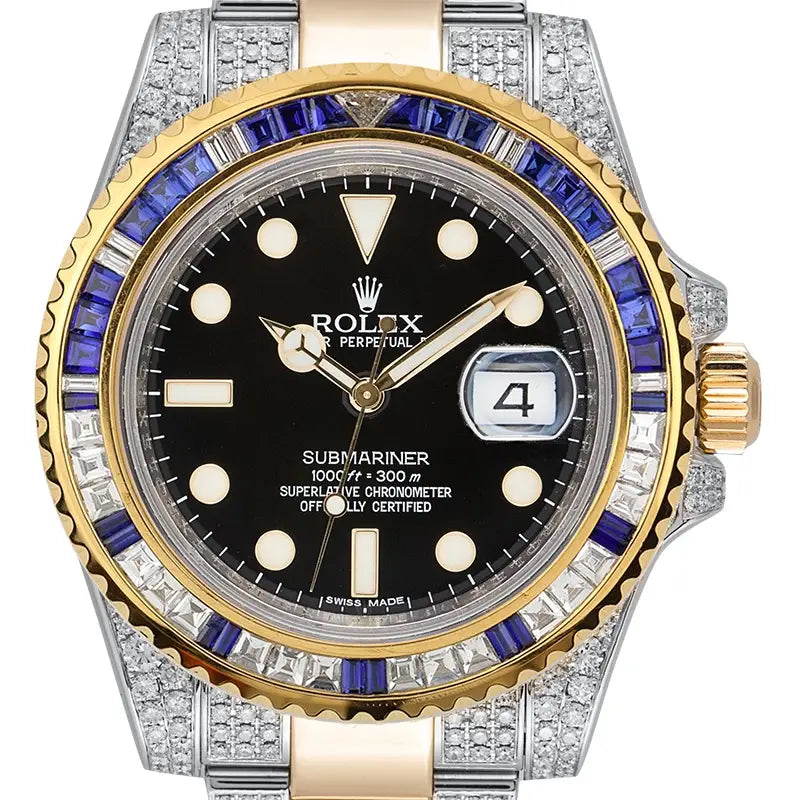 Close up - Rolex Submariner Date 116613LN Steel & 18ct Yellow Gold Diamond Set