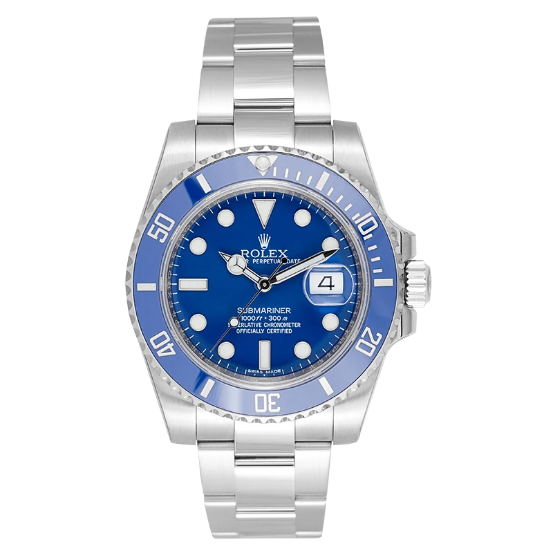 Full view - Rolex Submariner Date 18ct White Gold Watch Blue Dial 116619LB