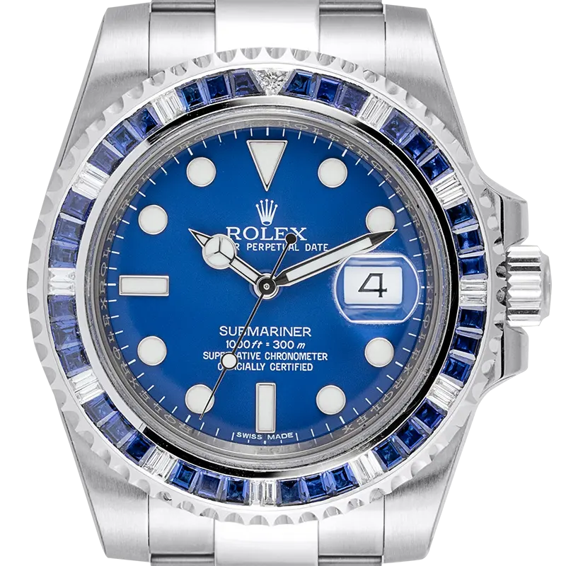 Rolex Submariner Date 18ct White Gold with Custom Blue Bezel 116619LB