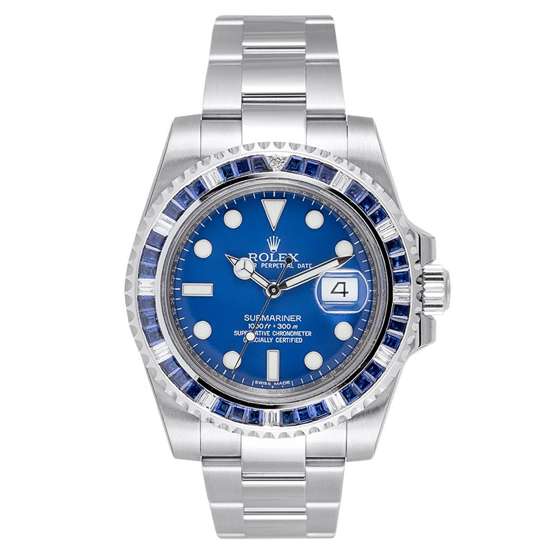 Rolex Submariner Date 18ct White Gold with Custom Blue Bezel 116619LB