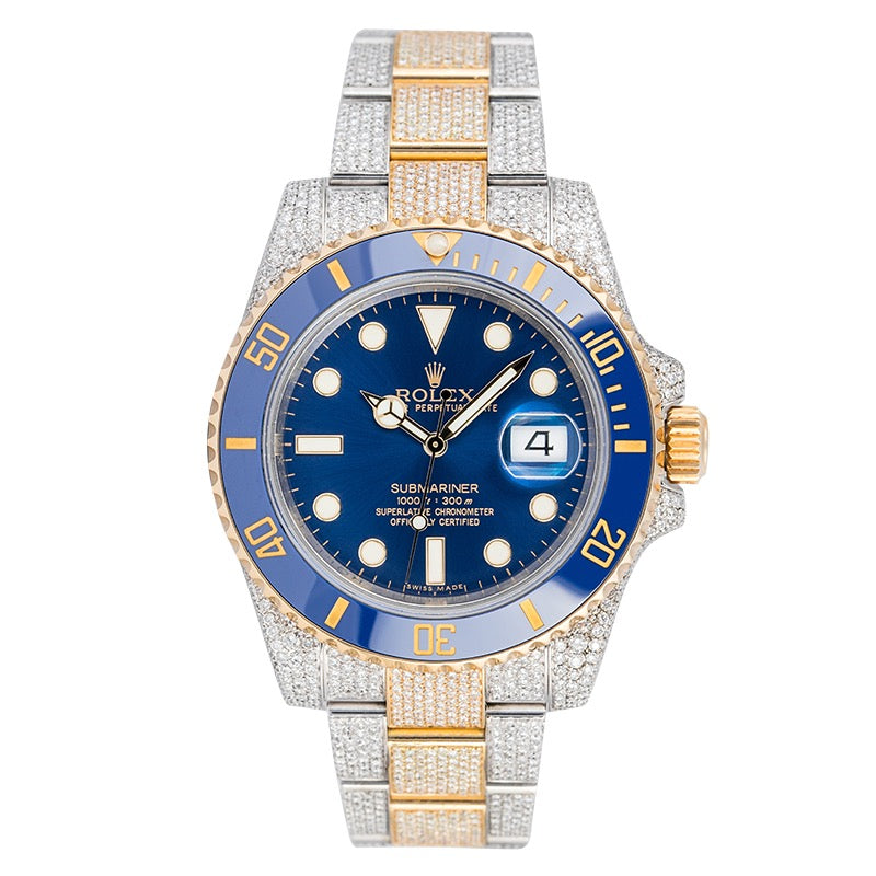 Rolex Submariner Date Steel/Gold 116613LB - Custom Diamond Set