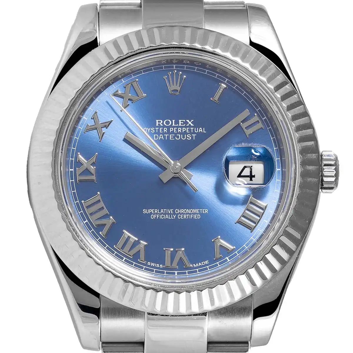 Rolex Datejust II White Rolesor Blue Roman 116334