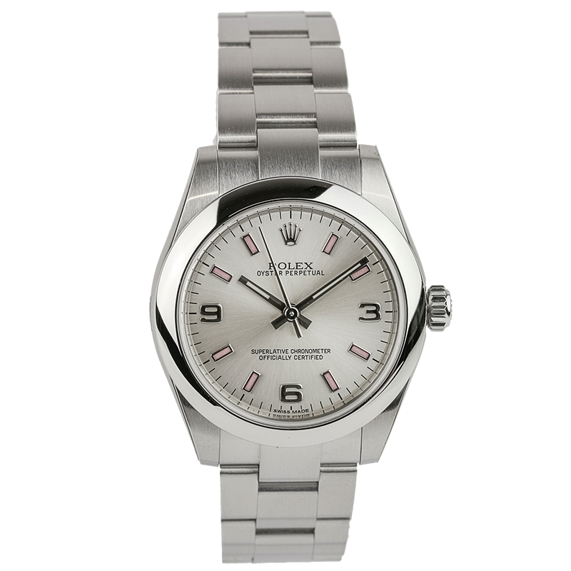 Rolex Oyster Perpetual 31mm Silver/Arab Pink Index Oyster 177200