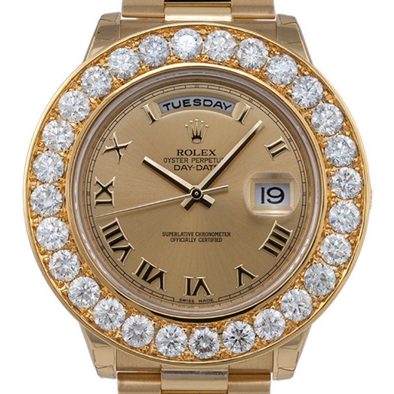 Rolex Day-Date II President Yellow Gold Round Brilliant Diamonds 218238