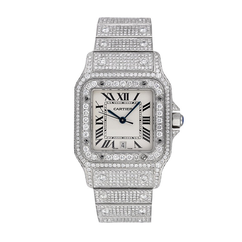 Cartier Santos Galbèe Medium Custom Diamond Set W20018D6