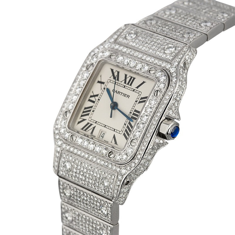 Cartier Santos Galbèe Medium Custom Diamond Set W20018D6