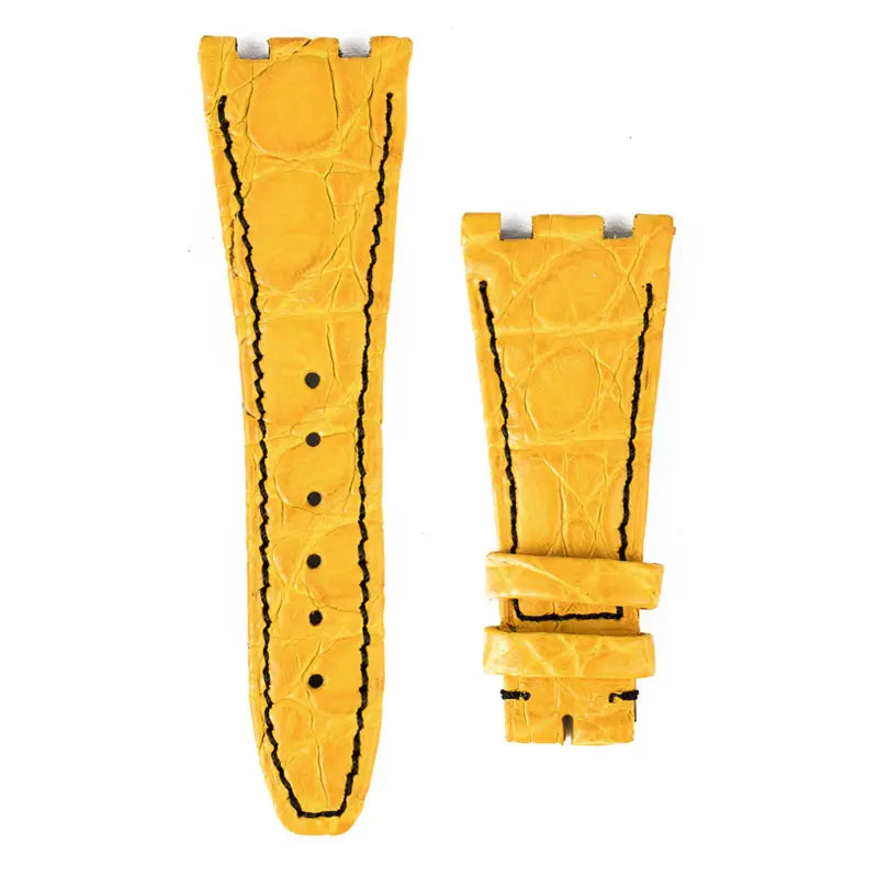Custom yellow crocodile strap for AP Royal Oak Offshore old style