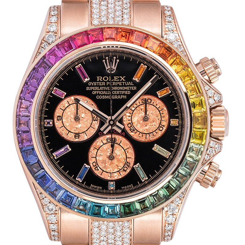 Rolex Daytona Steel 116505 Rainbow Diamond Set with Black Dial