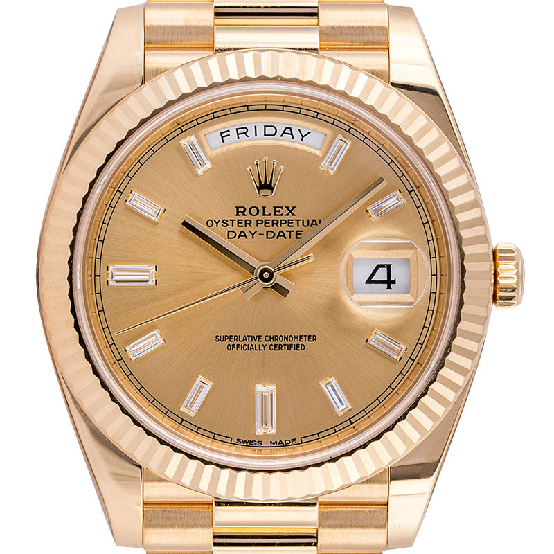 Rolex Day-Date 40 18ct Yellow Gold Champagne/Diamonds 228238