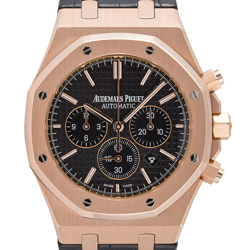 Audemars Piguet Royal Oak Chronograph Rose Gold 41mm Black Leather Strap 26320OR.OO.D002CR.01