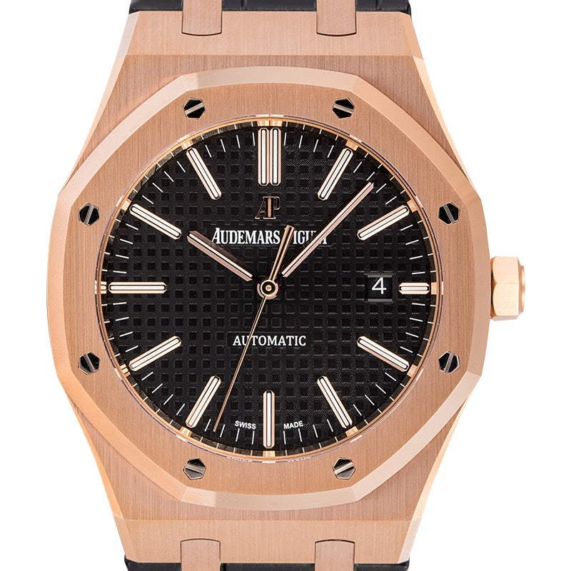 Audemars Piguet Royal Oak 41 Rose Gold Black Strap 15400OR.OO.D002CR.01