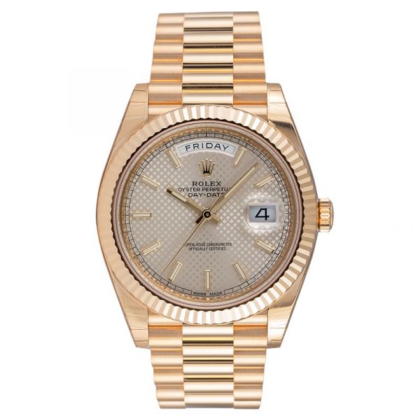 Rolex Day-Date 40 18ct Yellow Gold Diagonal Motif 228238 For Sale